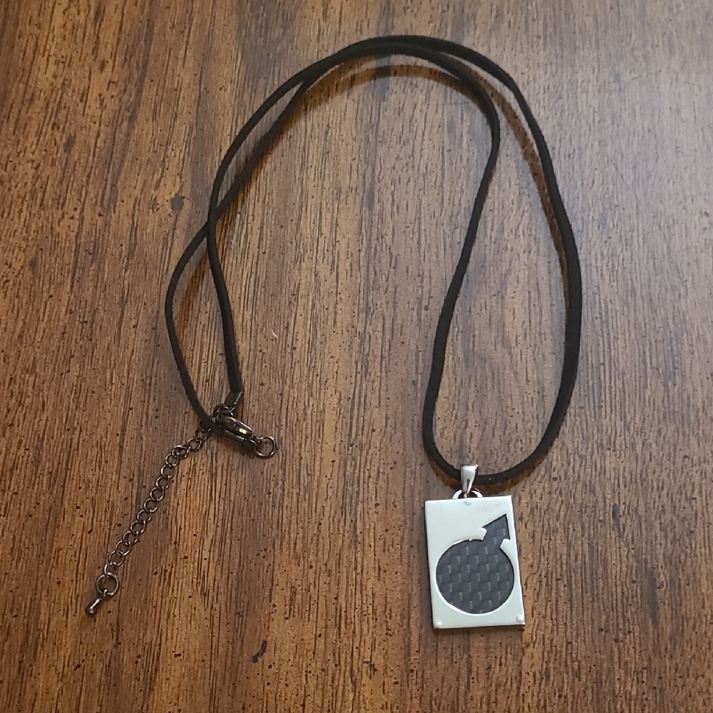 Zoppini Male Female Duality Pendant Necklace Stainless Steel Carbon Fiber